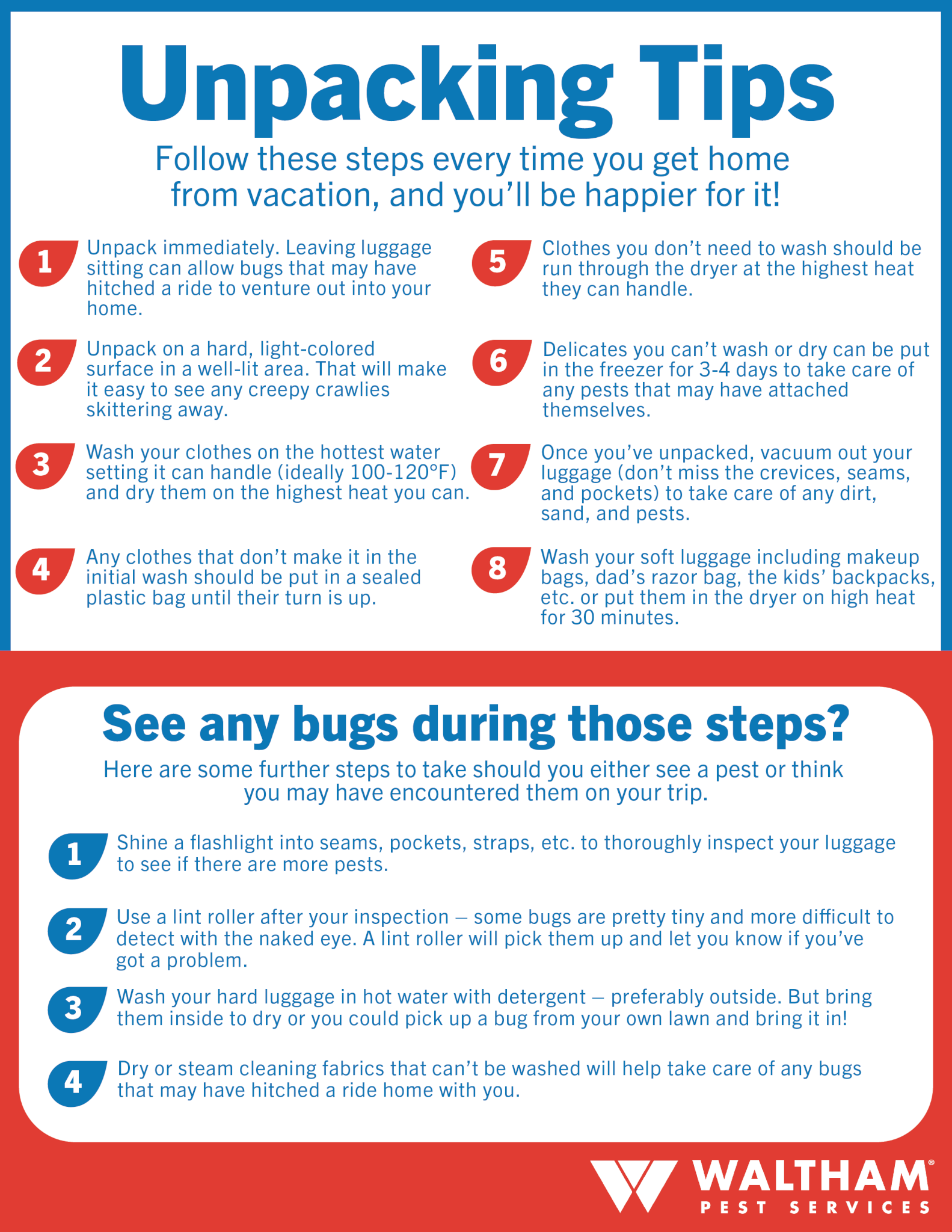 Unpacking Tips 8 Post-Travel Luggage Tips - Waltham Pest Services